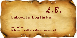 Lebovits Boglárka névjegykártya